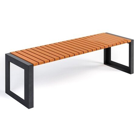 Металлическая скамейка без спинки с деревянным сиденьем 'MBG/111-Opalek I / 162cm'