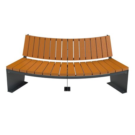 Metal bench with backrest made of Iroko wood 'Urbano 1387/MDL'