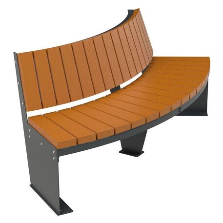 Metal bench with backrest made of Iroko wood 'Urbano 1387/MDL'