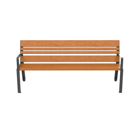 Metal bench with backrest made of Iroko wood 'Urbano 1376/MDL'