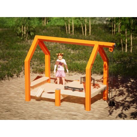 Moduliniai vaikų žaidimų aikštelių kompleksai 3–12 metų vaikams – kolekcija 'Frame / Ninja' MBG-Sand play Cooking house 02460
