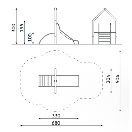 Moduliniai vaikų žaidimų aikštelių kompleksai 3–12 metų vaikams – kolekcija 'Frame / Ninja' MBG-Sliding house 3 02599
