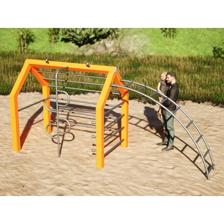 Moduliniai vaikų žaidimų aikštelių kompleksai 3–12 metų vaikams – kolekcija 'Frame / Ninja' MBG-Climbing house 02608