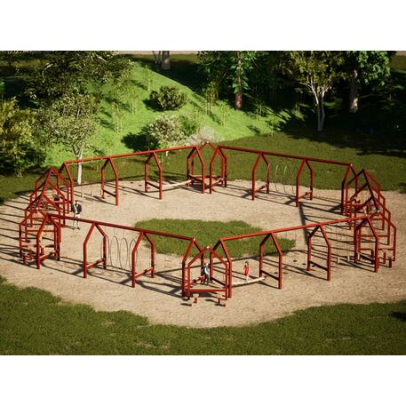 Complessi modulari per parchi giochi per bambini dai 3 ai 12 anni – collezione “Frame / Ninja” MBG-Ninja Frame Endlos house 02731