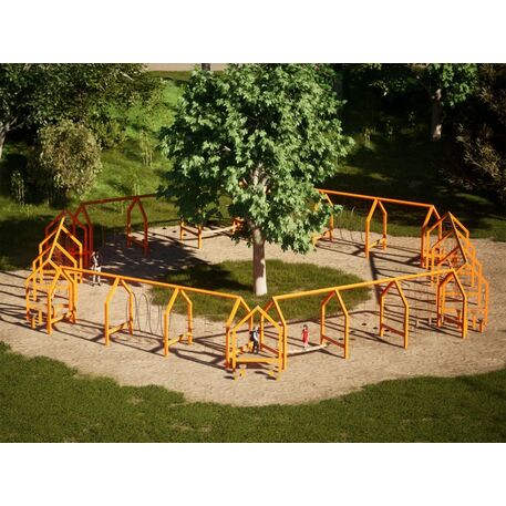 Complessi modulari per parchi giochi per bambini dai 3 ai 12 anni – collezione “Frame / Ninja” MBG-Ninja Frame Endlos house 02731