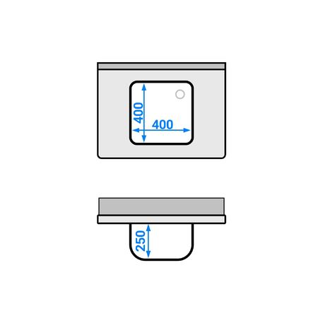 Edelstahltisch 0.8m lang mit Spüle (50x40x25cm) und Ablage, 600mm tief