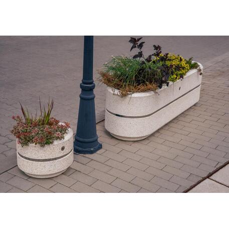 Betoninis vazonas – gėlinė, padengta smulkia granito skaldele 'Premium / 150x45xH/45cm / BS-27'