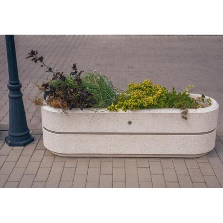 Betoninis vazonas – gėlinė, padengta smulkia granito skaldele 'Premium / 150x45xH/45cm / BS-27'