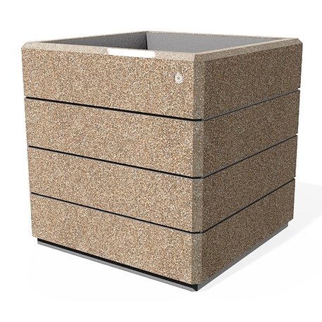 Kvadratinis betoninis vazonas – gėlinė, padengta smulkia granito skaldele 'Premium / 85x85xH/85cm_BS-73'