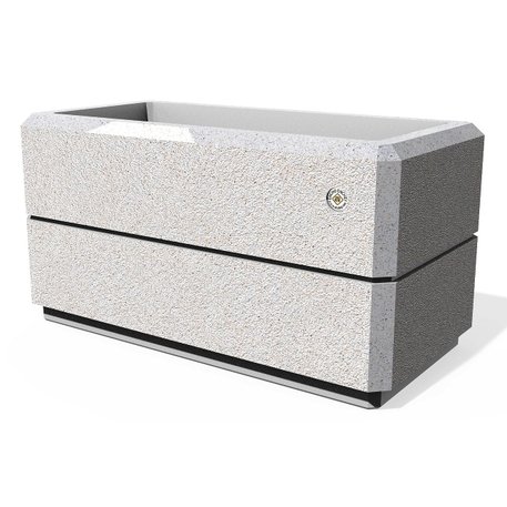 Kvadratinis betoninis vazonas – gėlinė, padengta smulkia granito skaldele 'Premium / 77x38xH/40cm_BS-174'
