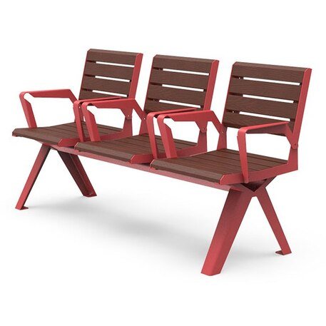 Metalinis suolas (suoliukas) su atlošu, pagamintas iš Iroko medienos  'Traffic / 001239'