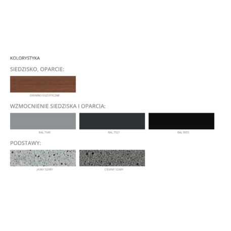 Concrete bench with backrest and Iroko wood seating 'Deva_Exotic Wood Iroko'