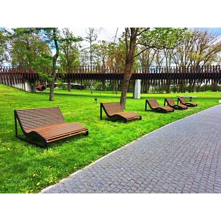 Metalinis gultas, šezlongas su medine sėdimąja dalimi 'BD/LM003_1803/MDL'