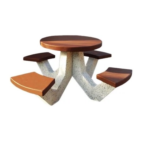 Betoninis pikniko stalas su 4 kėdėmis ir medinėmis sėdimomis dalimis 'BDS/SG048/MDL'