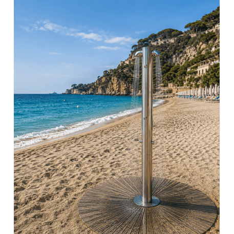Roostevabast terasest välidušš rannale „Artic Round Body Shower“ – dušš keha loputamiseks