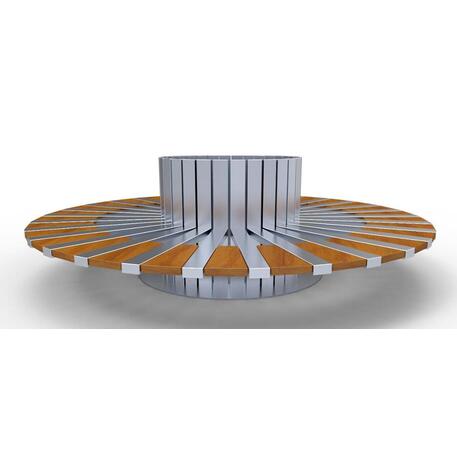Okrągła metalowa donica z drewnianą ławką z drewna Iroko 'Premium Collection / STF/13-04-38_01/MDL'