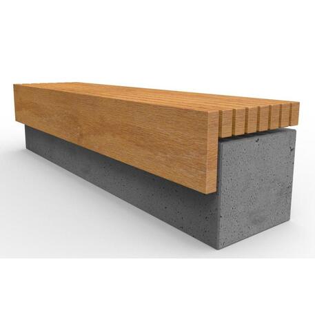 Concrete bench without backrest and with Iroko wood seating 'Premium Collection / STF/13-02-46/MDL'