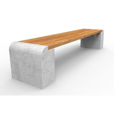 Betonbank ohne Rückenlehne mit Iroko Holzsitzfläche 'Premium Collection / STF/08-02-02/MDL'