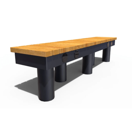 Metal bench without backrest made of Iroko wood 'Premium Collection / 230V/USB_STF/23-02-04MDL'