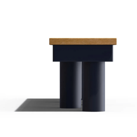 Metal bench without backrest made of Iroko wood 'Premium Collection / 230V/USB_STF/23-02-04MDL'