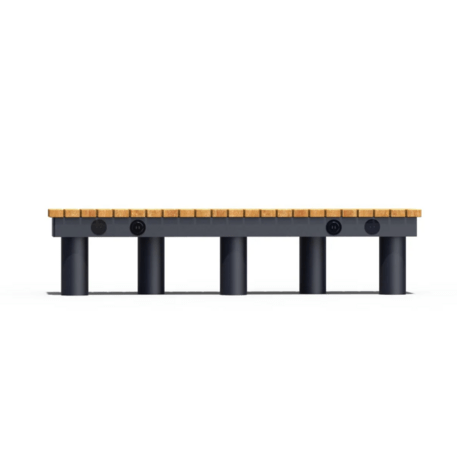 Metal bench without backrest made of Iroko wood 'Premium Collection / 230V/USB_STF/23-02-04MDL'