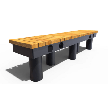 Metal bench without backrest made of Iroko wood 'Premium Collection / 230V/USB_STF/23-02-04MDL'