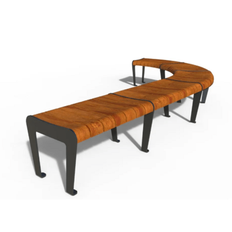 Metalinis suolas (suoliukas) be atlošo, pagamintas iš Iroko medienos 'Premium Collection / STF/20-02-43_02/MDL'