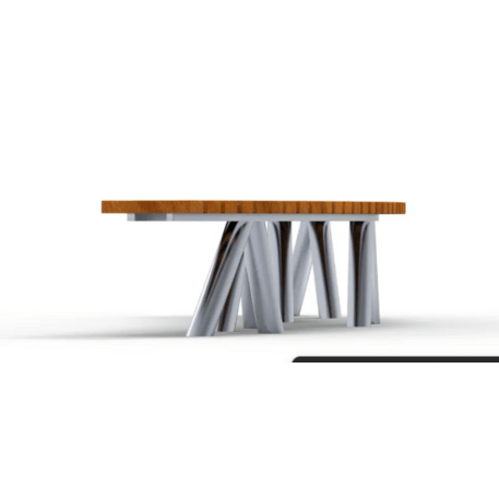 Metalinis suolas (suoliukas) be atlošo, pagamintas iš Iroko medienos 'Premium Collection / STF/20-02-20/MDL'