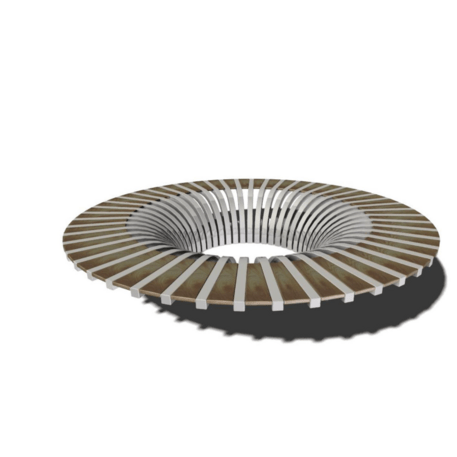 Metalinis suolas (suoliukas) be atlošo, pagamintas iš Iroko medienos 'Premium Collection / STF/13-02-73_01/MDL'