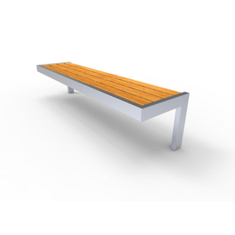 Metalinis suolas (suoliukas) be atlošo, pagamintas iš Iroko medienos 'Premium Collection / STF/13-02-27/MDL'