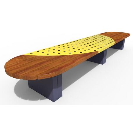 Metalinis suolas (suoliukas) be atlošo, pagamintas iš Iroko medienos 'Premium Collection / STF/10-73-01/MDL'