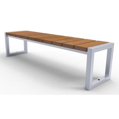 Metalinis suolas (suoliukas) be atlošo, pagamintas iš Iroko medienos 'Premium Collection / STF/07-02-13_01/MDL'