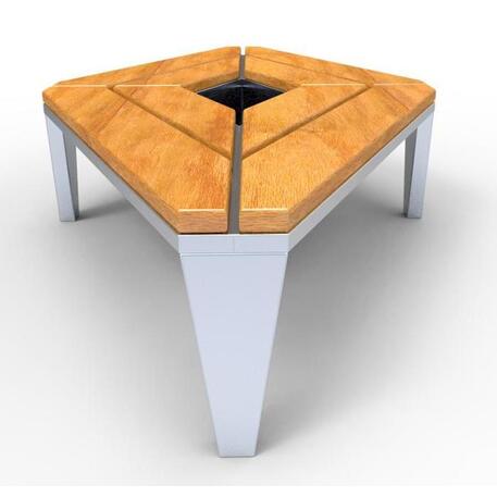 Metalinis suolas (suoliukas) be atlošo, pagamintas iš Iroko medienos 'Premium Collection / STF/04-13-01/MDL'