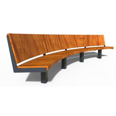 Lenktas arba tiesus metalinis suolas (suoliukas) su atlošu iš Iroko medienos 'Premium Collection / STF/24-04-22/MDL'