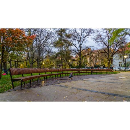 Lenktas arba tiesus metalinis suolas (suoliukas) su atlošu iš Iroko medienos 'Premium Collection / STF/24-04-11/MDL'