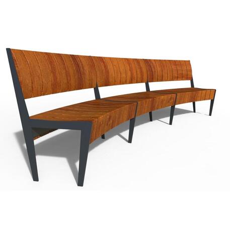 Lenktas arba tiesus metalinis suolas (suoliukas) su atlošu iš Iroko medienos 'Premium Collection / STF/24-04-11/MDL'