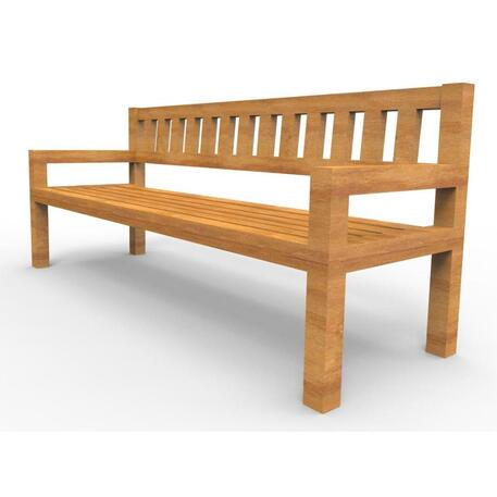 Klasikinio stiliaus medinis suoliukas su atlošu, iš Iroko medienos 'Premium Collection / STF/13-04-10/MDL'