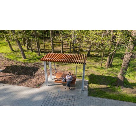 Metalinė pergolė su supynėmis iš iroko medienos 'Premium Collection / STF/22-31-01_01/MDL'