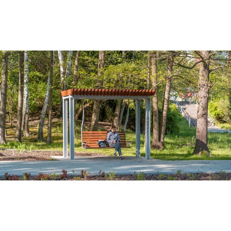 Metalinė pergolė su supynėmis iš iroko medienos 'Premium Collection / STF/22-31-01_01/MDL'