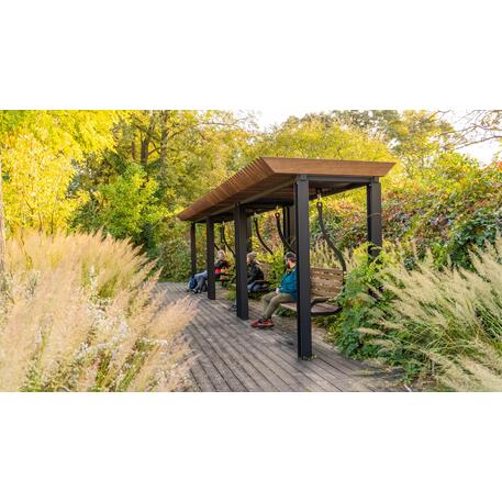 Metalinė pergolė su supynėmis iš iroko medienos 'Premium Collection / STF/22-31-01_01/MDL'