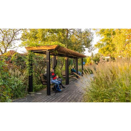 Metalinė pergolė su supynėmis iš iroko medienos 'Premium Collection / STF/22-31-01_01/MDL'