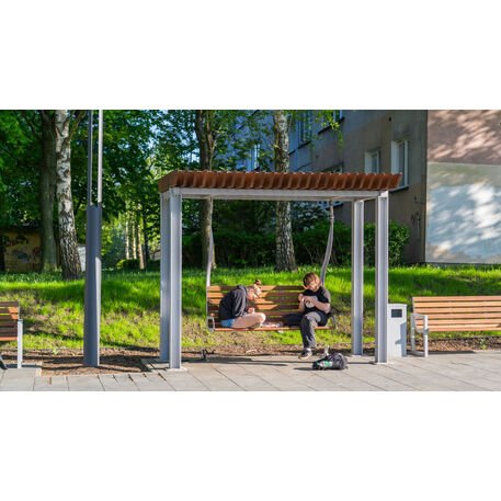 Metalinė pergolė su supynėmis iš iroko medienos 'Premium Collection / STF/22-31-01_01/MDL'