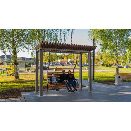 Metalinė pergolė su supynėmis iš iroko medienos 'Premium Collection / STF/22-31-01_01/MDL'