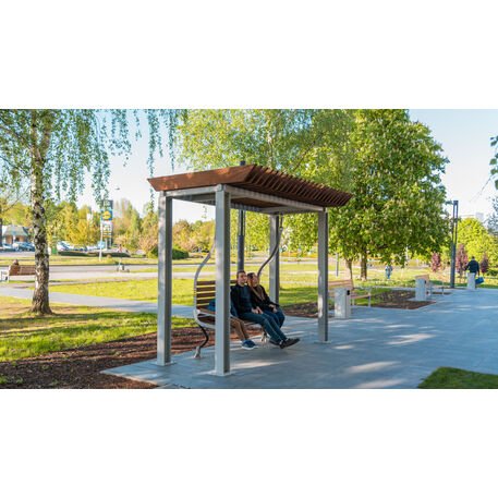 Metalinė pergolė su supynėmis iš iroko medienos 'Premium Collection / STF/22-31-01_01/MDL'