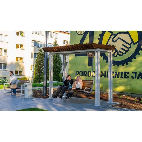 Metalinė pergolė su supynėmis iš iroko medienos 'Premium Collection / STF/22-31-01_01/MDL'