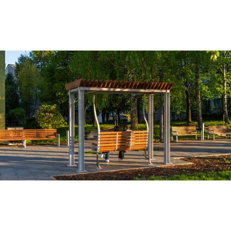 Metalinė pergolė su supynėmis iš iroko medienos 'Premium Collection / STF/22-31-01_01/MDL'