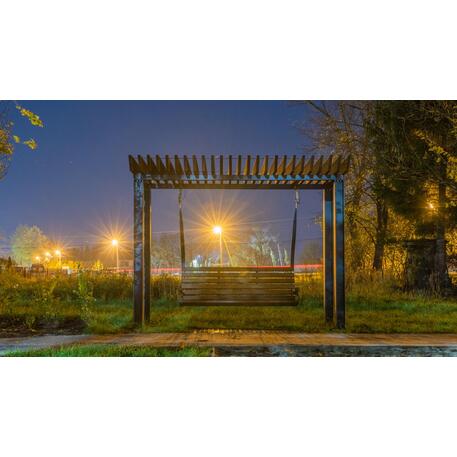 Metalinė pergolė su supynėmis iš iroko medienos 'Premium Collection / STF/22-31-01_01/MDL'