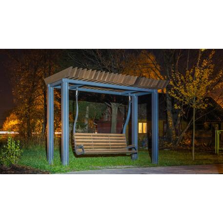 Metalinė pergolė su supynėmis iš iroko medienos 'Premium Collection / STF/22-31-01_01/MDL'