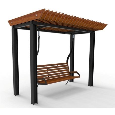 Metalinė pergolė su supynėmis iš iroko medienos 'Premium Collection / STF/22-31-01_01/MDL'