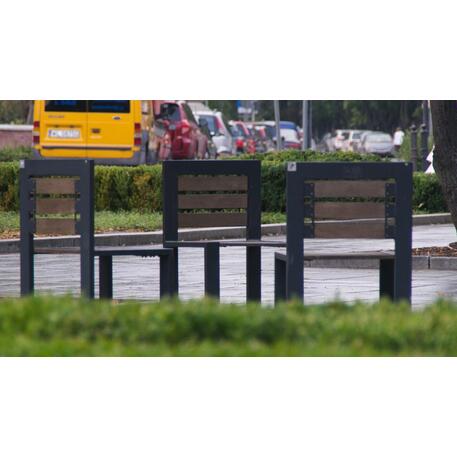 Metallstuhl mit Rückenlehne aus Iroko-Holz 'Premium Collection / STF/13-04-50/MDL'